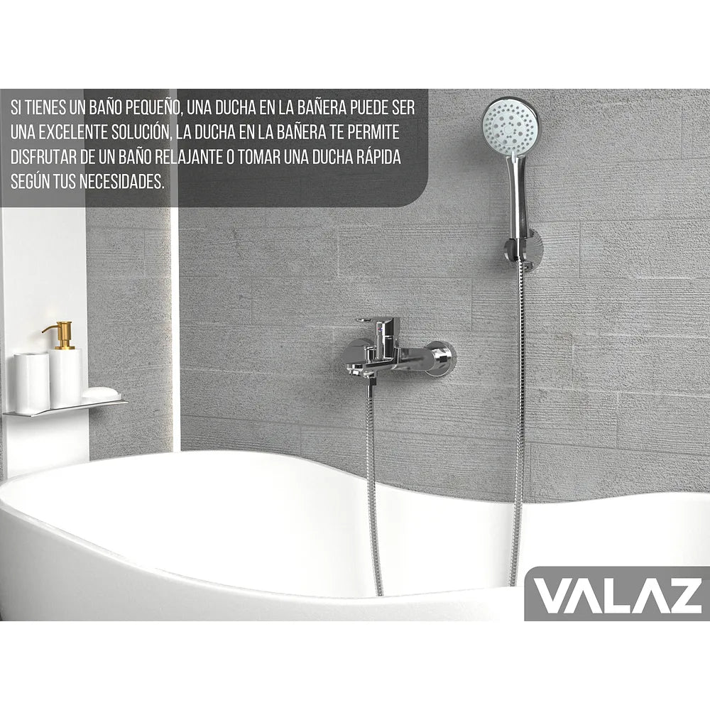 Plano o detalle técnico de Grifo de bañera ducha redondo monomando cromado Viar de Valaz