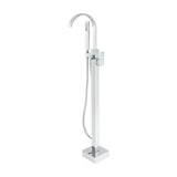 Rubinetto per vasca freestanding quadrato a pavimento con uscita a cascata in finitura cromata Segura di Valaz