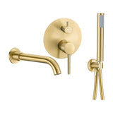 Bathtub faucet single handle recessed matte gold PVD protection 2 way handheld spray and spout Jucar by Valaz