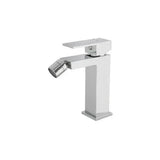 Rubinetto bidet con apertura in acqua fredda monocomando a struttura quadrata in cromato Muga di Valaz
