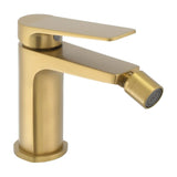 Torneira de bidé design compacto arredondado com acabamento dourado fosco monocomando ergonómico bico orientável Valdivia da Valaz