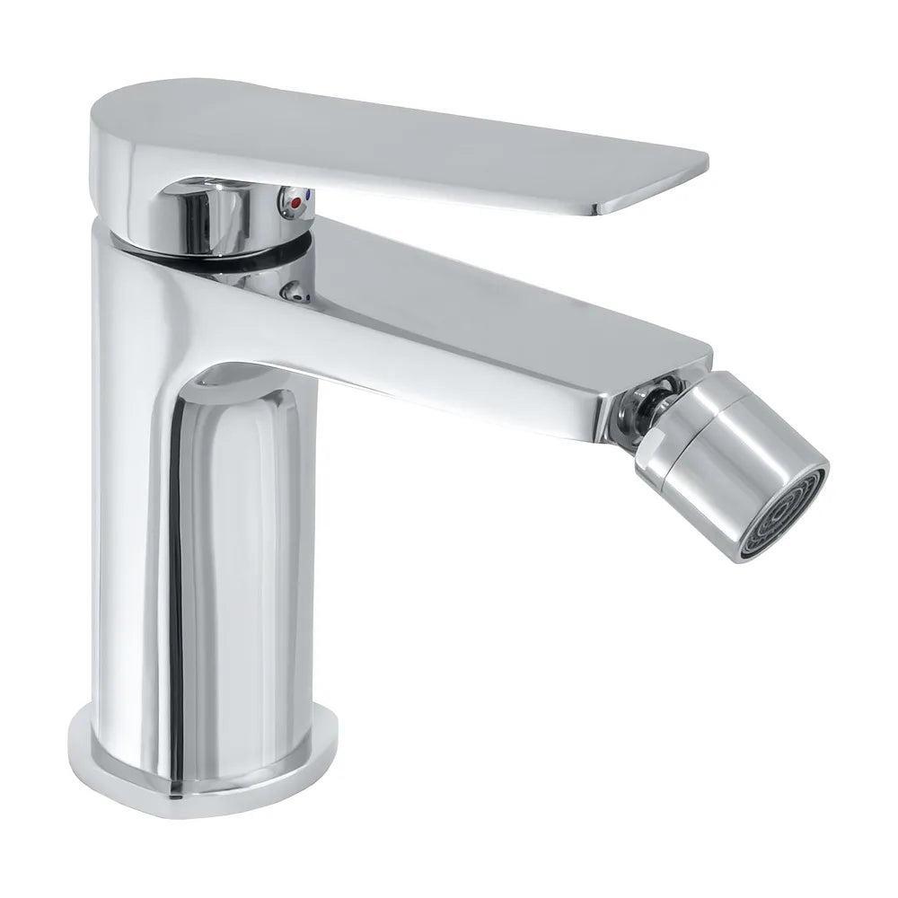 grifo de bidé diseño compacto y redondeado acabado cromado monomando ergonómico caño orientable instalación estándar...