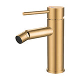 Rubinetto bidet monocomando rotondo oro opaco protezione PVD apertura fredda Ason di Valaz