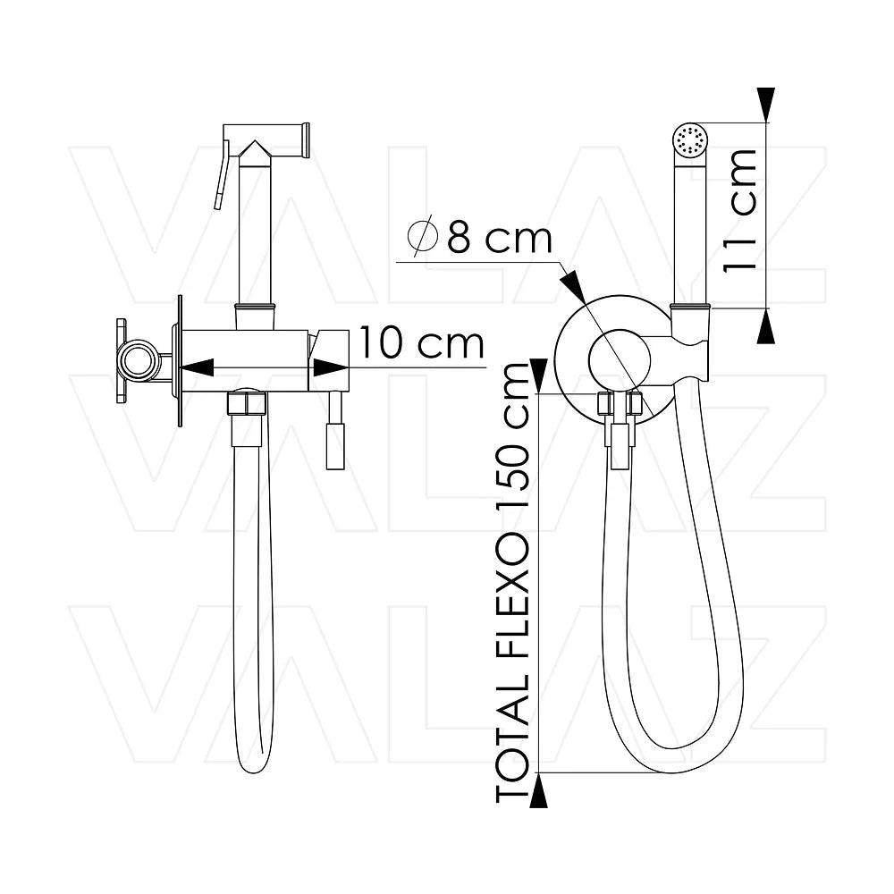Vista principal de Grifo de bidet empotrado redondo cromado acabado maneta luxury Torina de Valaz