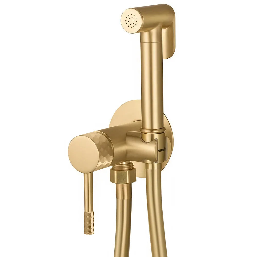 Grifo de bidet empotrado redondo dorado cepillado con maneta luxury Ofin Valaz Valaz