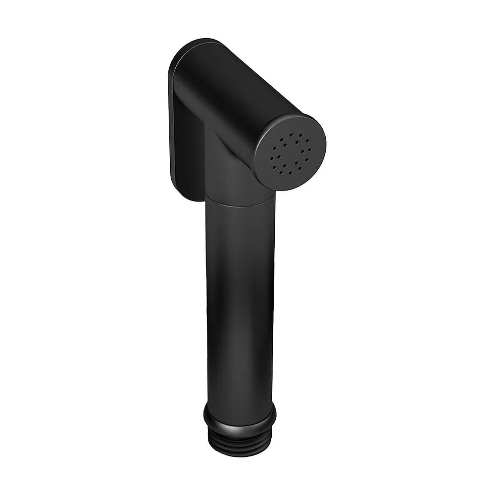 Vista lateral y perspectiva de Grifo de bidet empotrado redondo negro mate con control de temperatura y dos vías Júcar de...