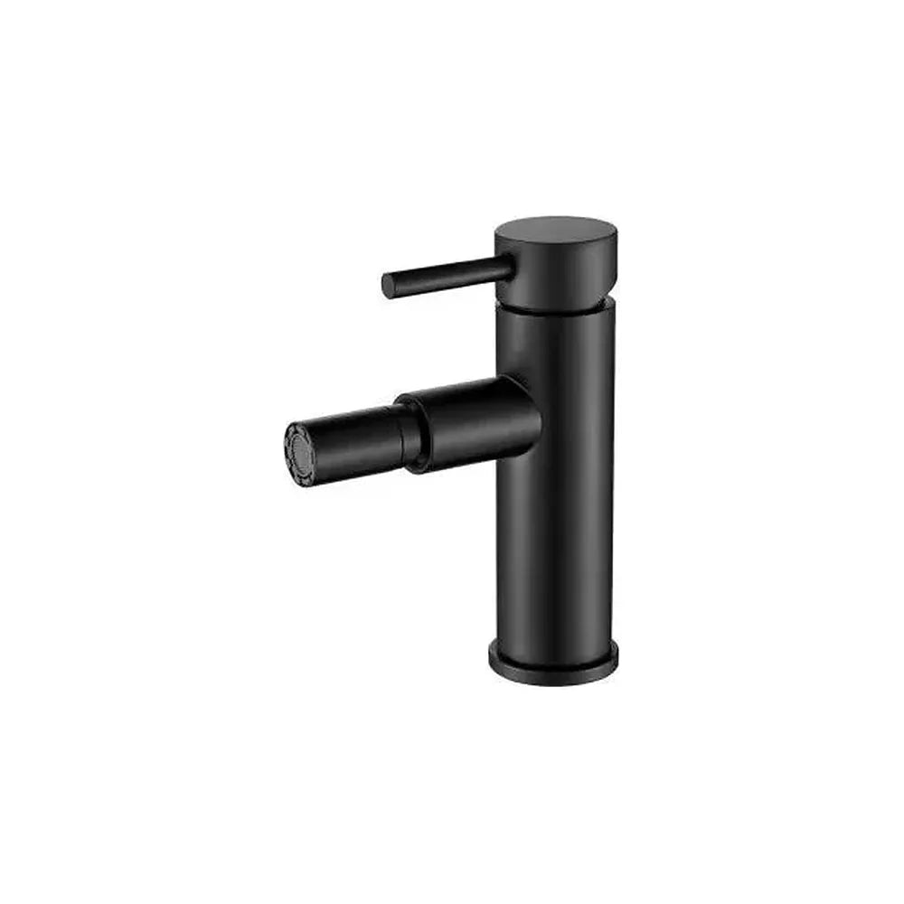 Grifo de bidet monomando con estructura redonda y caño recto en negro mate Palancia de Valaz Valaz