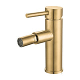 Rubinetto bidet monocomando rotondo bocca dritta oro opaco con protezione PVD Palancia di Valaz
