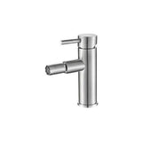 Rubinetto bidet rotondo monocomando in ottone finitura acciaio spazzolato Jabalón di Valaz
