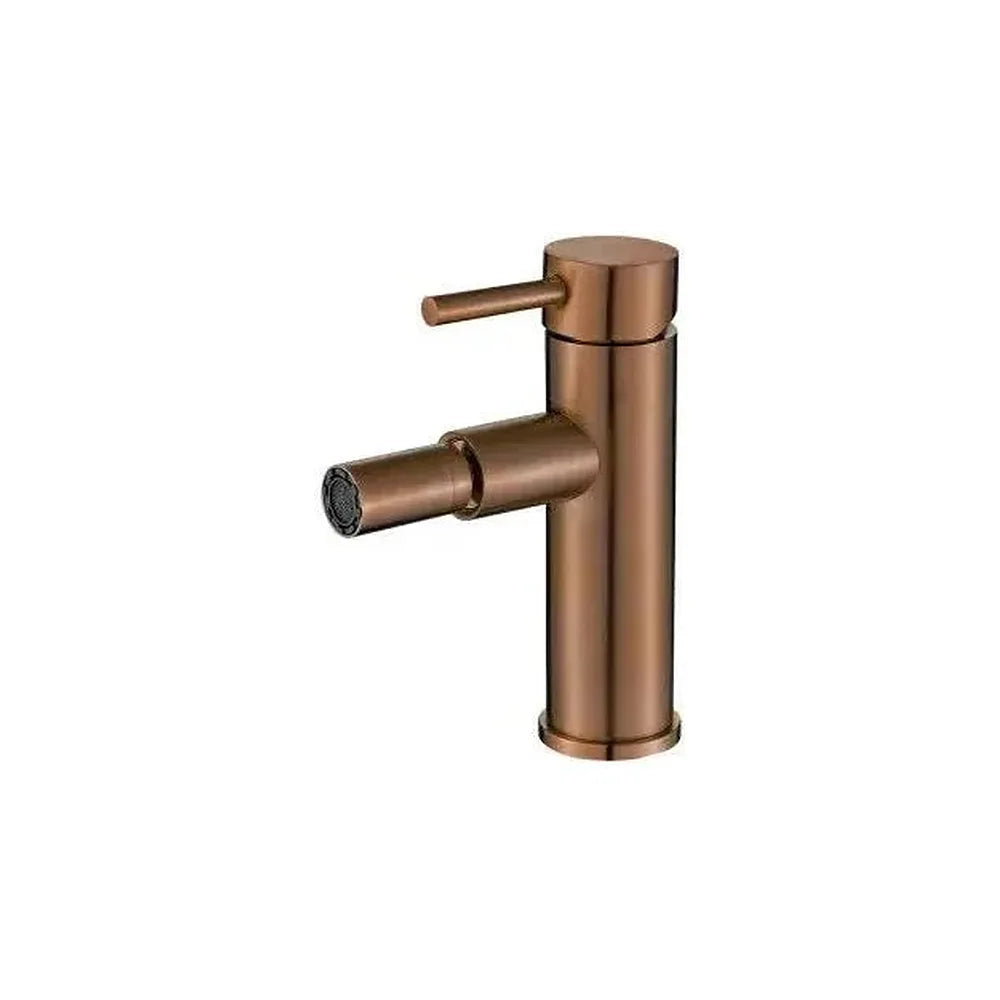 Grifo de bidet redondo y monomando en latón en oro rosa cepillado Jabalón de Valaz Valaz