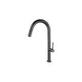 Grifo de cocina alto extraíble en latón con acabado gun metal Éufrates de Valaz