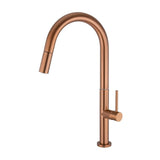 kitchen faucet tall single handle pull out brushed rose gold Eufrates by Valaz
