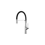 Grifo de cocina alto monomando con caño flexible y giratorio en cromado y negro Saja de Valaz