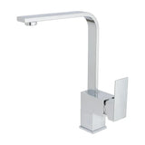 Kitchen faucet square and chrome with ergonomic side single handle and high arc swivel spout Lor by Valaz