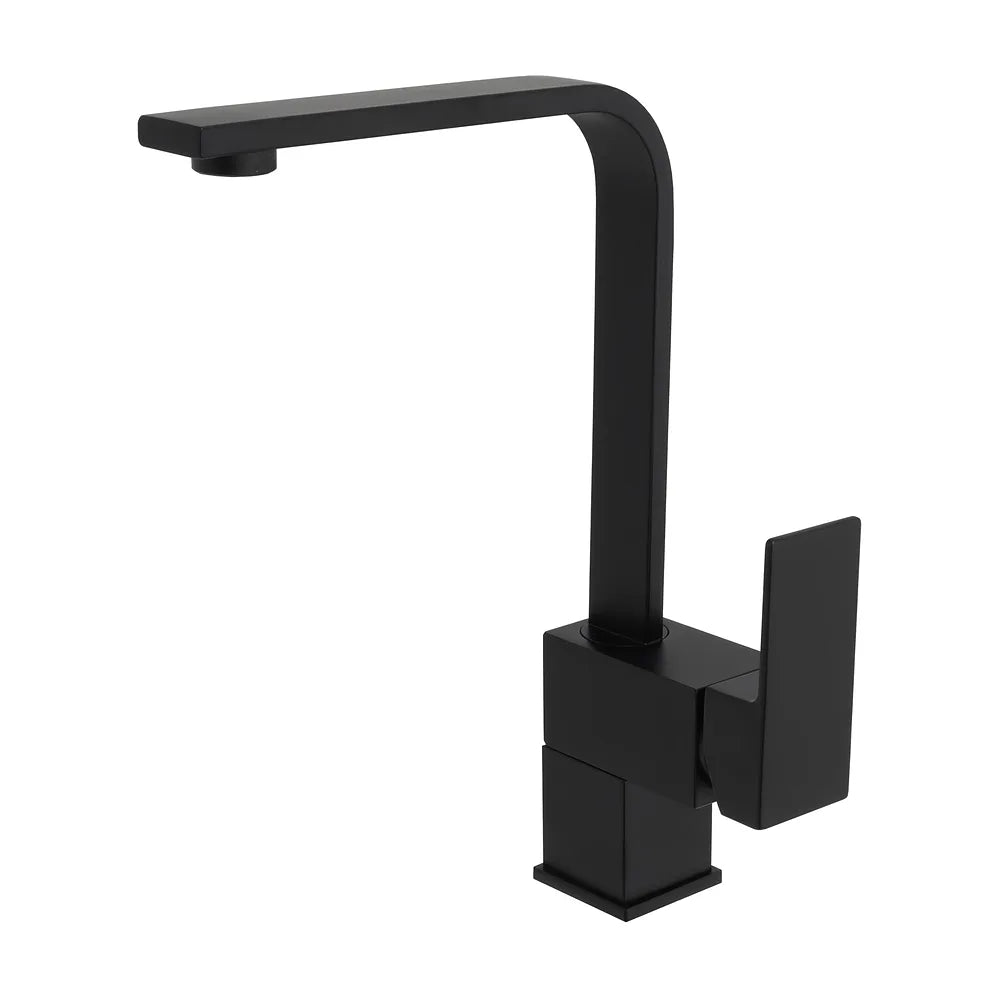 Grifo de cocina cuadrado monomando con caño alto giratorio en negro mate Lor de Valaz Valaz