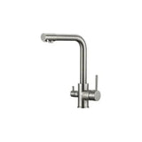 Grifo de cocina de 3 vías con ósmosis y estructura redonda en acero cepillado Nilo de Valaz