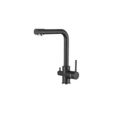 Grifo de cocina de 3 vías con ósmosis y estructura redonda en negro mate Nilo de Valaz