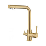 Grifo de cocina de 3 vías con ósmosis y caño giratorio en oro mate Nilo de Valaz