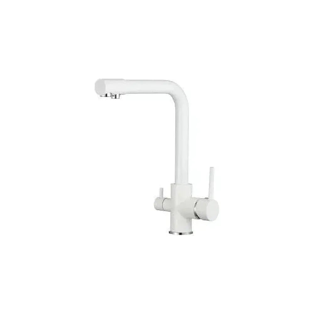 Grifo de cocina de 3 vías con ósmosis y estructura redonda en color blanco Nilo de Valaz Valaz