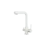 Grifo de cocina de 3 vías con ósmosis y estructura redonda en color blanco Nilo de Valaz