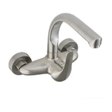 Kitchen faucet wall mounted single handle 15 cm between inlets brushed steel Genil by Valaz