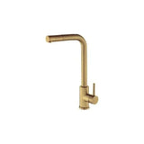 Grifo de cocina extraíble redondo monomando en latón dorado cepillado Amur de Valaz