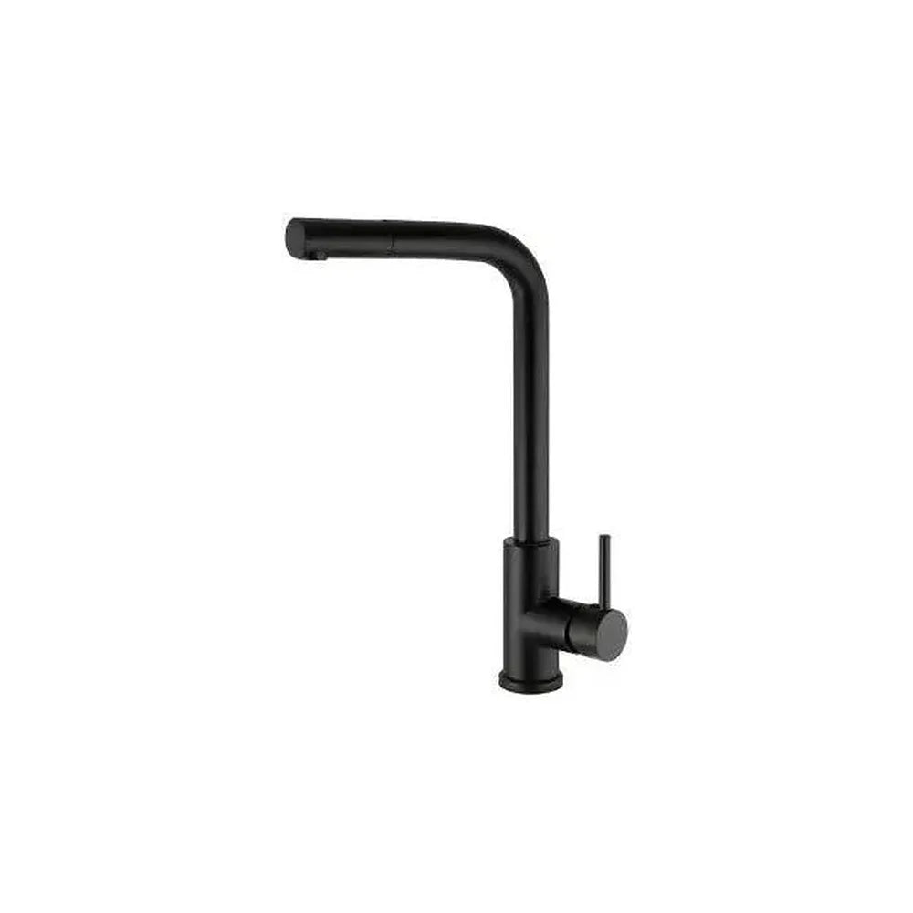Grifo de cocina extraíble redondo monomando en latón negro mate Amur de Valaz Valaz