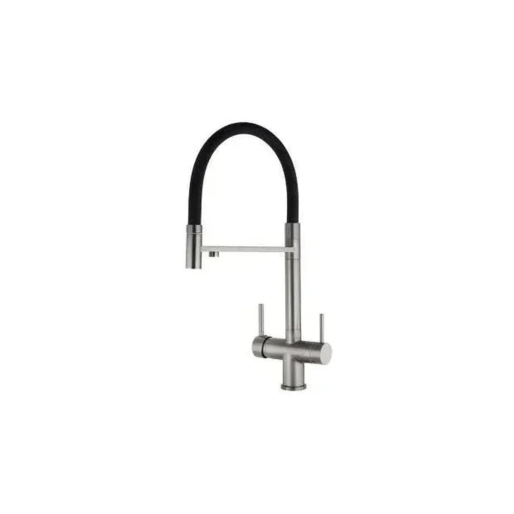 Grifo de cocina flexible de 3 vías con salida de ósmosis integrada en gun metal Manzanares de Valaz Valaz