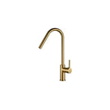 Grifo de cocina monomando alto con 2 latiguillos en dorado cepillado Misuri de Valaz