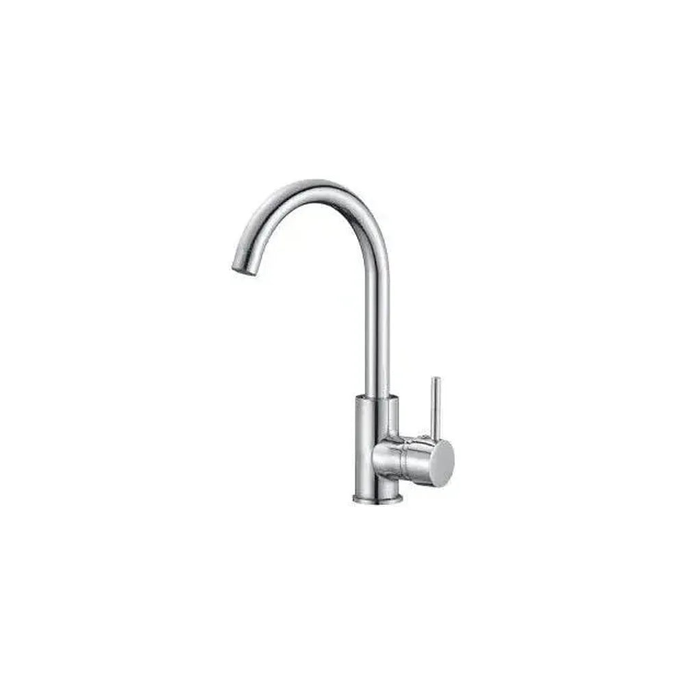 Grifo de cocina monomando con caño corto giratorio en latón y acero inoxidable cromado Arkansas de Valaz Valaz