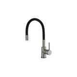 Grifo de cocina monomando con caño flexible en latón gun metal y negro Gaya de Valaz
