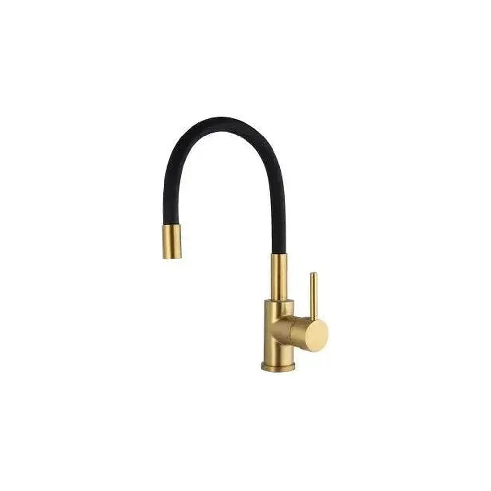 Grifo de cocina monomando con caño flexible en latón oro mate y negro Gaya de Valaz Valaz