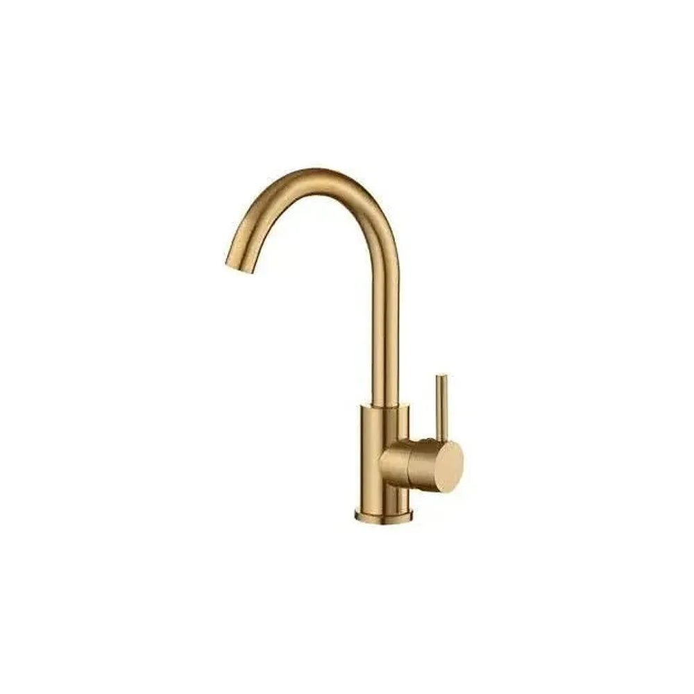Grifo de cocina monomando con caño giratorio en latón y acero inoxidable oro mate Arkansas de Valaz Valaz