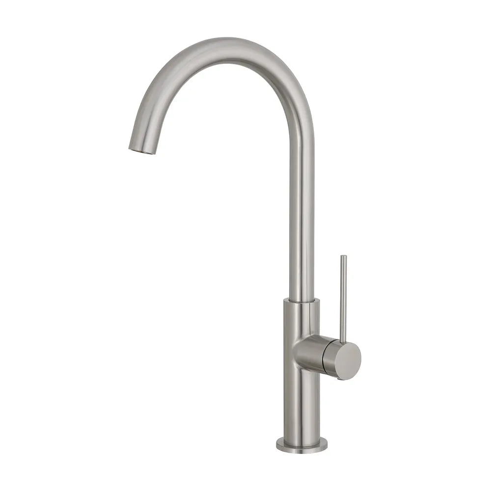 Grifo de cocina monomando con caño giratorio en acero cepillado Flumen de Valaz Valaz