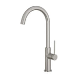kitchen faucet details single handle brushed steel 360 degree swivel spout Flumen by Valaz