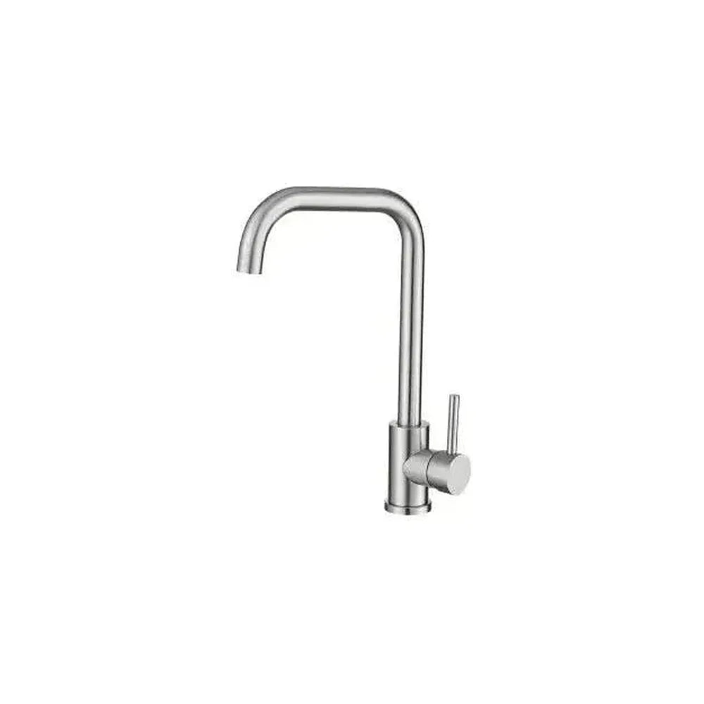 Grifo de cocina monomando giratorio con caño en forma de C en acero cepillado Zancara de Valaz Valaz
