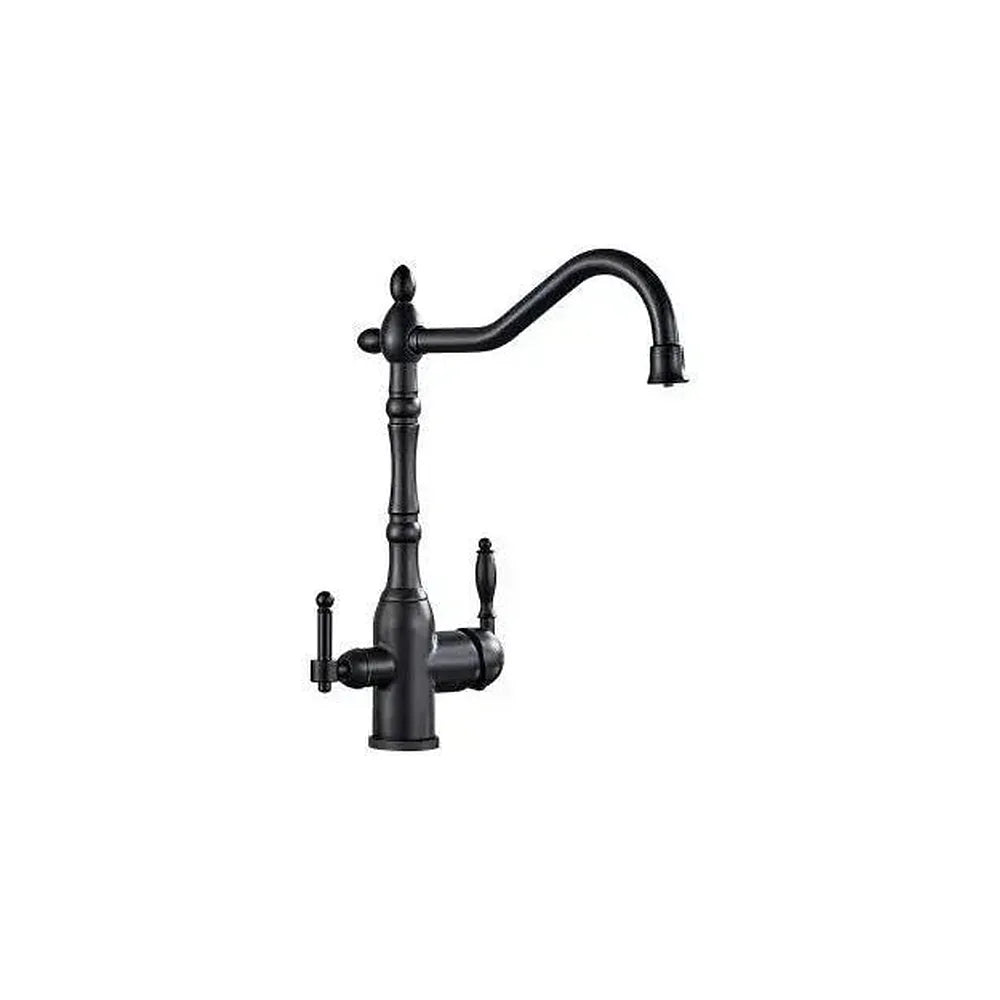 Grifo de cocina vintage de 3 vías con salida de ósmosis en negro mate Orinoco de Valaz Valaz