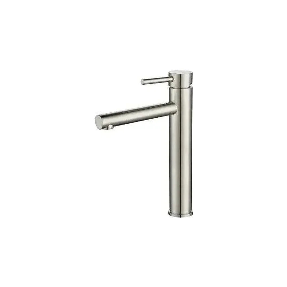 Grifo de lavabo alto monomando con caño recto en latón acero cepillado Palancia de Valaz Valaz