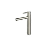 Rubinetto lavabo alto monocomando con bocca dritta in ottone acciaio spazzolato Palancia di Valaz