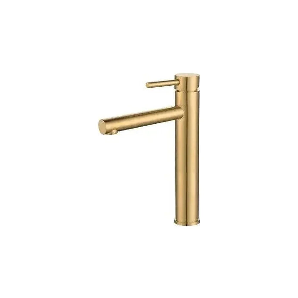 Grifo de lavabo alto monomando con caño recto en latón dorado cepillado Palancia de Valaz Valaz