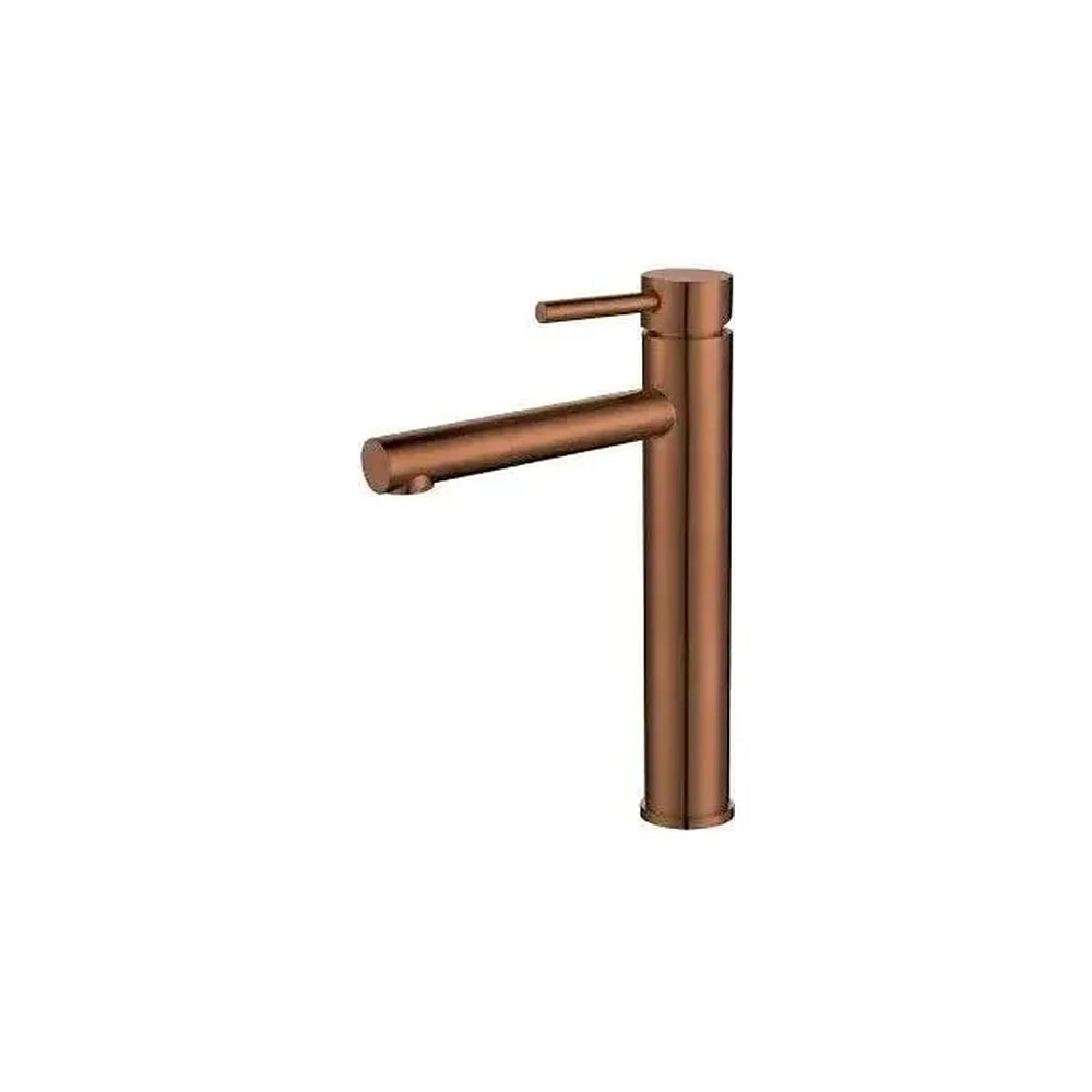 Grifo de lavabo alto monomando con caño recto en latón oro rosa cepillado Palancia de Valaz Valaz