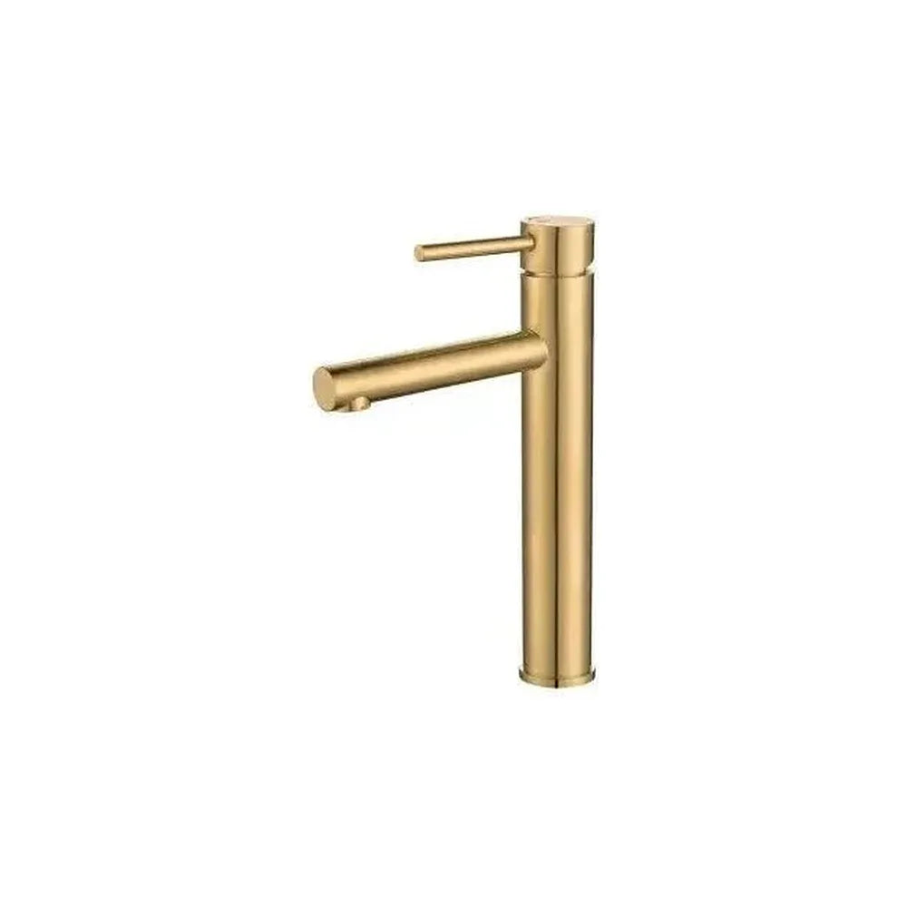 Grifo de lavabo alto monomando de agua fría con caño recto en oro cepillado Nansa de Valaz Valaz