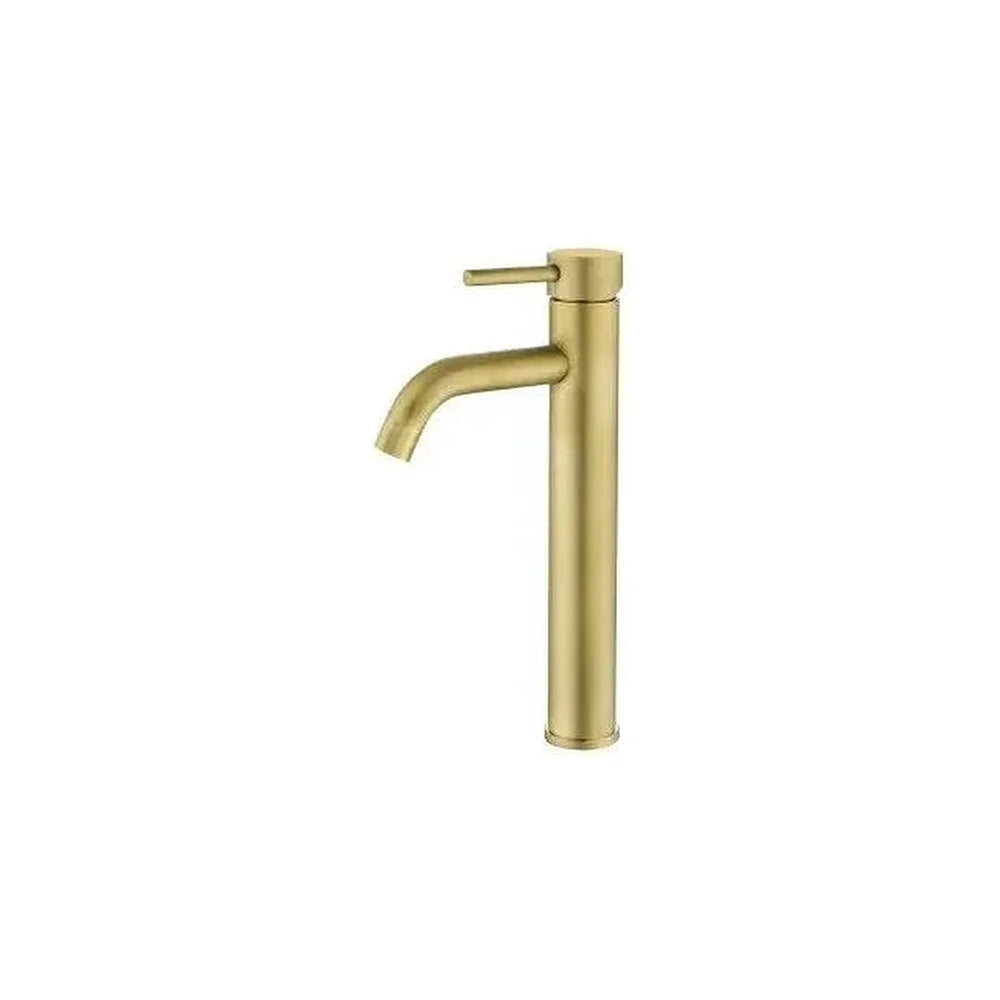 Grifo de lavabo alto monomando en latón dorado envejecido Jabalón de Valaz Valaz