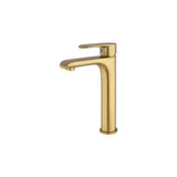 Rubinetto lavabo alto monocomando rotondo in ottone finitura oro Turia di Valaz