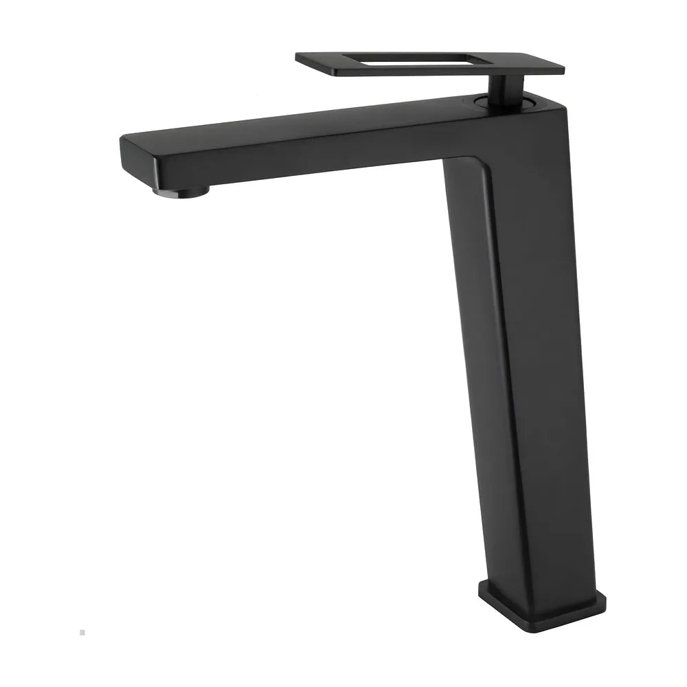 Grifo de lavabo alto para pica monomando cuadrado con maneta hueca en negro mate Cabrera de Valaz Valaz
