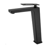 Rubinetto lavabo alto per lavabo monocomando quadrato con maniglia cava in nero opaco Cabrera di Valaz