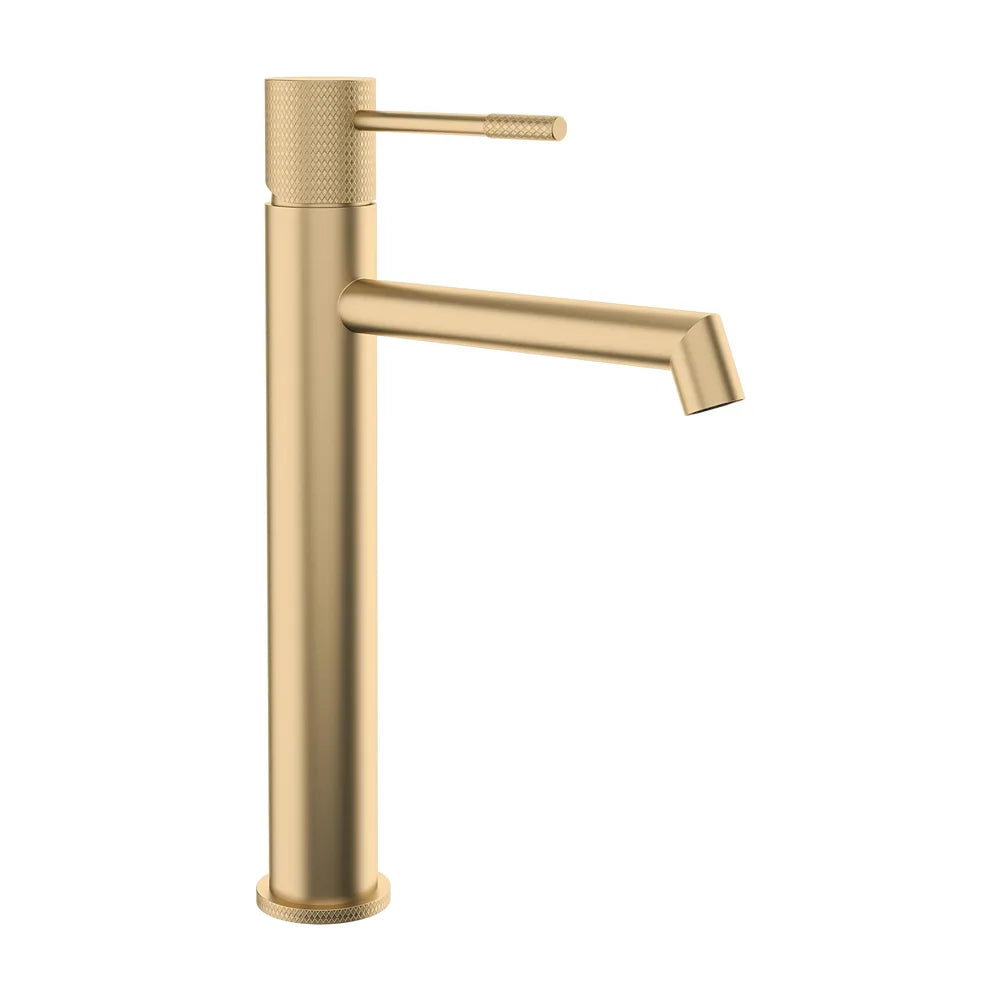 Grifo de lavabo alto para pica monomando de caño recto en oro mate Casares de Valaz Valaz