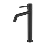 high arc single handle round matte black bathroom faucet for basin Ebro by Valaz