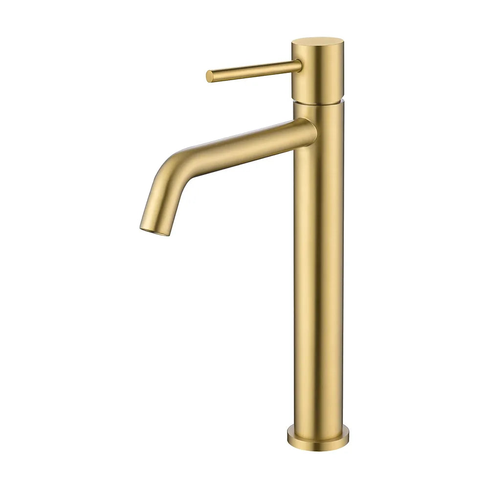 Grifo de lavabo alto para pica monomando redondo en oro mate Ebro de Valaz Valaz