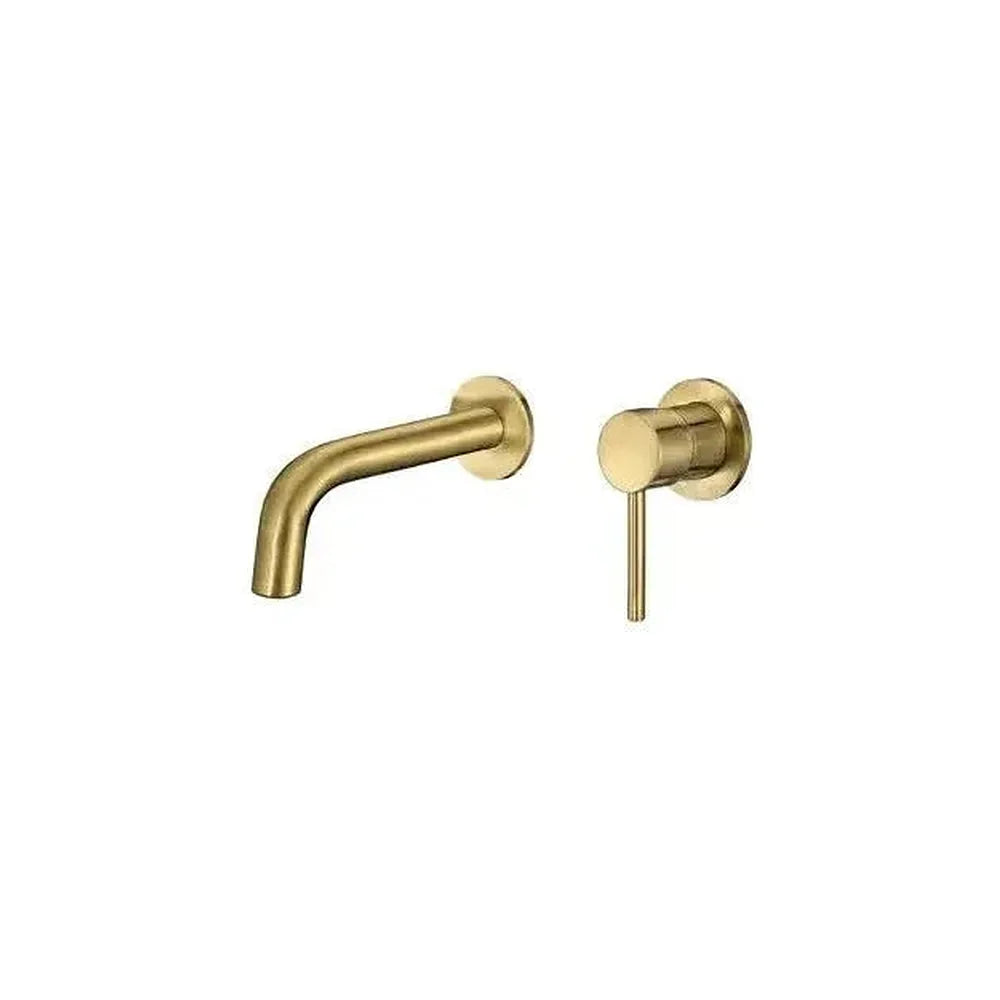 Grifo de lavabo empotrado a pared monomando en oro mate cepillado Deva de Valaz Valaz